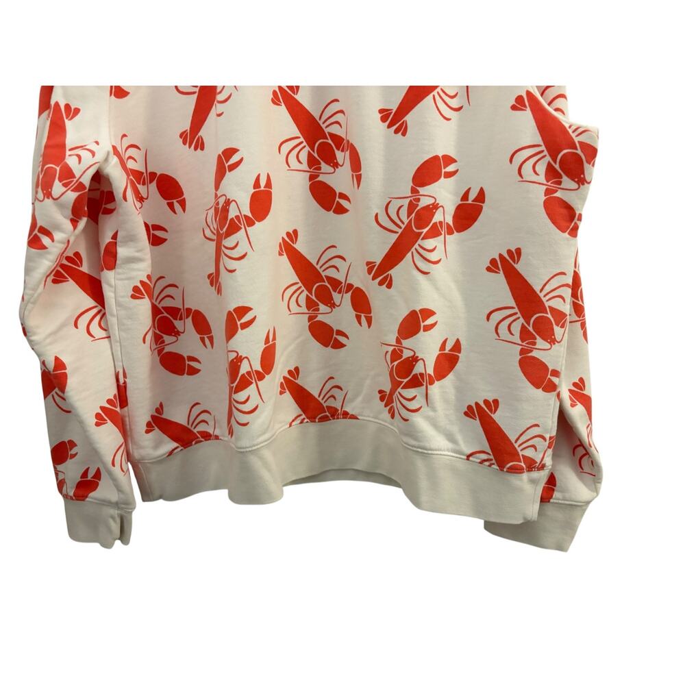 Boden Hanna Lobster Print Crew Neck Sweatshirt L 100% Cotton Nautical Beachy - Picture 2 of 9